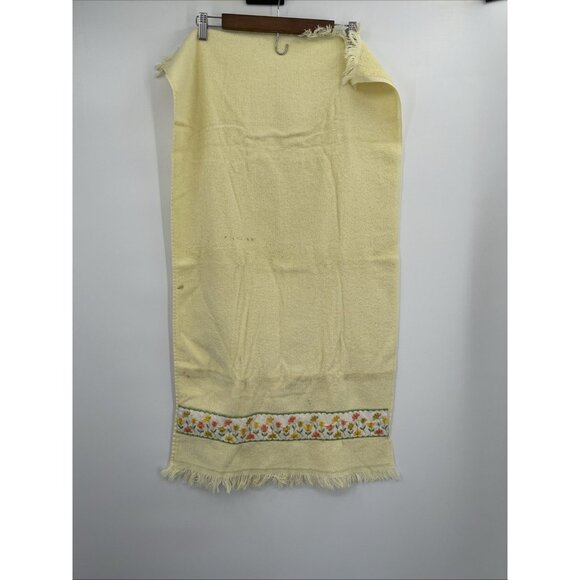 3 Vintage Irregulars Yellow Bath Towels Embroidered Flower Hand Towel Retro - Picture 9 of 14